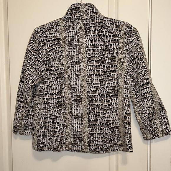 Erin London Retro Black and White Python Print 3/4 Sleeve Jacket Women’s P/L - Picture 5 of 9